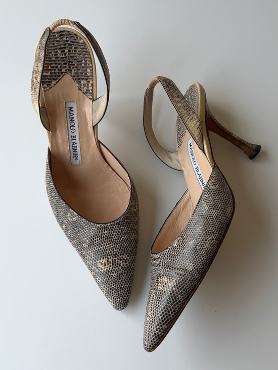 Manolo Blahnik Shoes - Vintage Manolo Blahnik exotic leather slingback, IT 37, approx. US 6.5–7